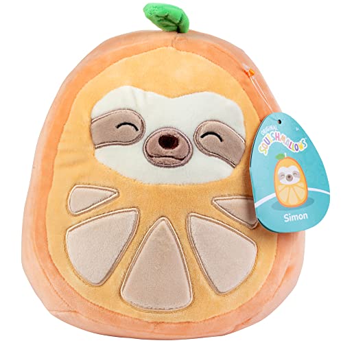 Squishmallows Original 8-Inch Simon The Orange Sloth - Official Jazwares Plush - Collectible Soft & Squishy Sloth Stuffed Animal Toy - Add to Your Squad - Gift for Kids, Girls & Boys - Orange