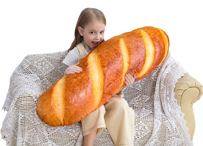 Wepop 24 in 3D Simulation Bread Shape Pillow Soft Lumbar Baguette Back Cushion Funny Food Plush Stuffed Toy - 24 Inch (Pack of 1)