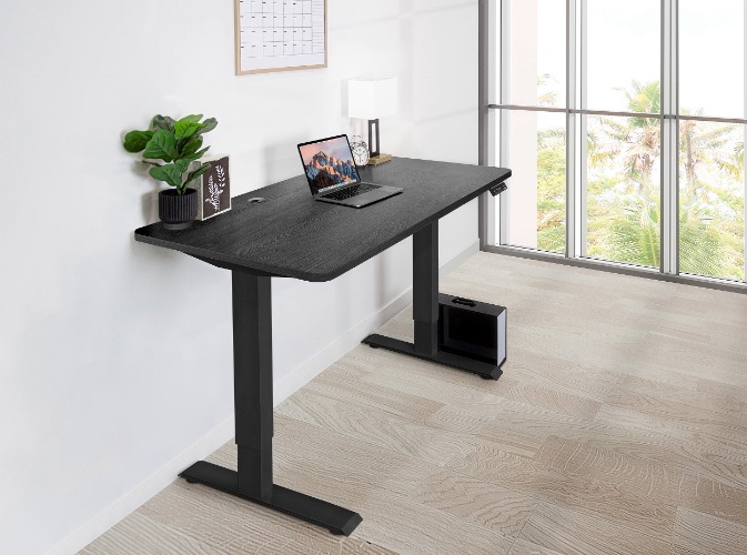 Home Office Standing Desk - L (70" × 29") / Black / Oak Black