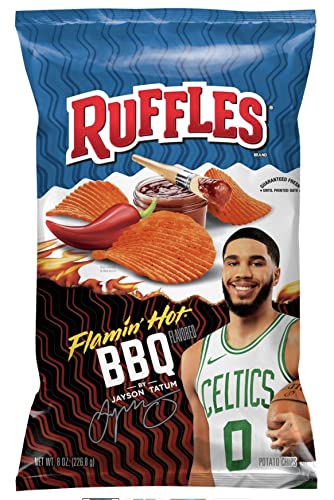 Ruffles Flamin' Hot Barbecue BBQ Potato Chips, 8 oz, 1 BAG