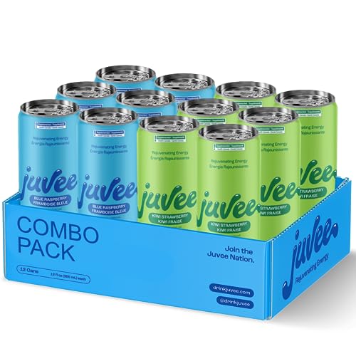 Juvee Rejuvenating Energy Drink. Blue Raspberry Kiwi Strawberry Variety Pack. Sugar Free Energy Drinks. Taurine, Vitamin B12, Vitamin B6. 128 Mg Of Caffeine. L-Theanine For Mood Support. Panax Ginseng For Focus. Vitamin C For Immune Support. Gluten Free 12 Fl Oz (Pack of 12) - Variety Pack