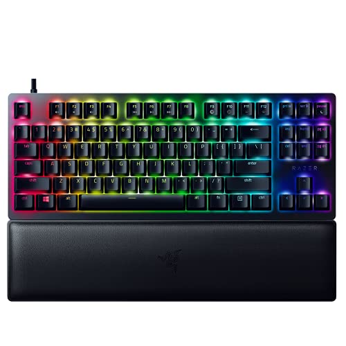 Razer Huntsman V2 TKL Tenkeyless Gaming Keyboard: Fastest Linear Optical Switches Gen2 w/Sound Dampeners & 8000Hz Polling Rate - Detachable TypeC Cable - Doubleshot PBT Keycaps - Ergonomic Wrist Rest - Classic Black - Huntsman V2 TKL - Linear Optical Switches
