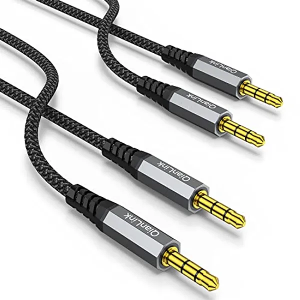2 Pack AUX Cable,Auxiliary Cable（10ft/3m, Hi-Fi Sound）3.5mm TRS Auxiliary Audio Cable Nylon Braided Aux Cord Compatible with Car,Home Stereos,Speaker,iPod iPad,Headphones,Sony,Echo Dot,Beats (Grey)