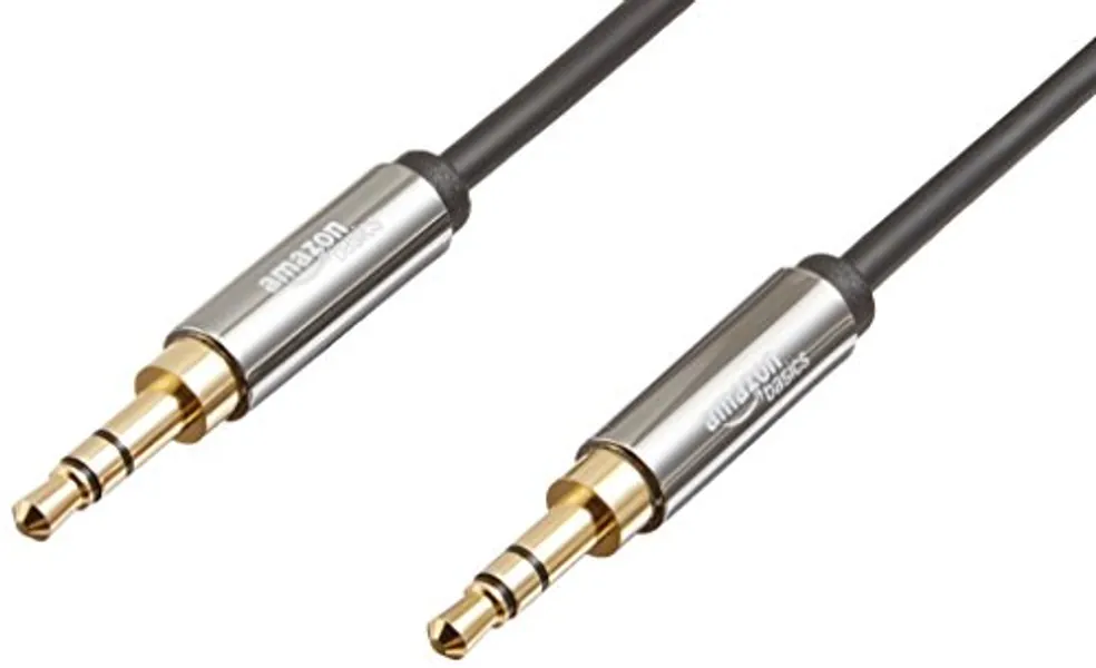 Amazon Basics 3.5 mm Male to Male Stereo Auxiliary Audio Cable, 2 Feet, 0.6 Meters, Black