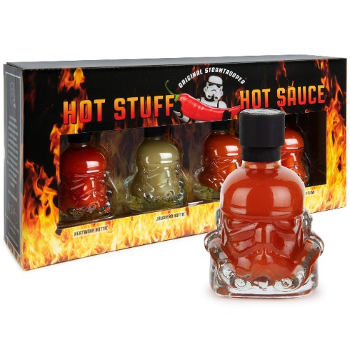 Original Stormtrooper Hot Stuff Hot Sauce Set, Flavours Include Garlic Del Fuego, Habanero, Jalapeno, and El Diablo Hot Sauce, Pack of 4