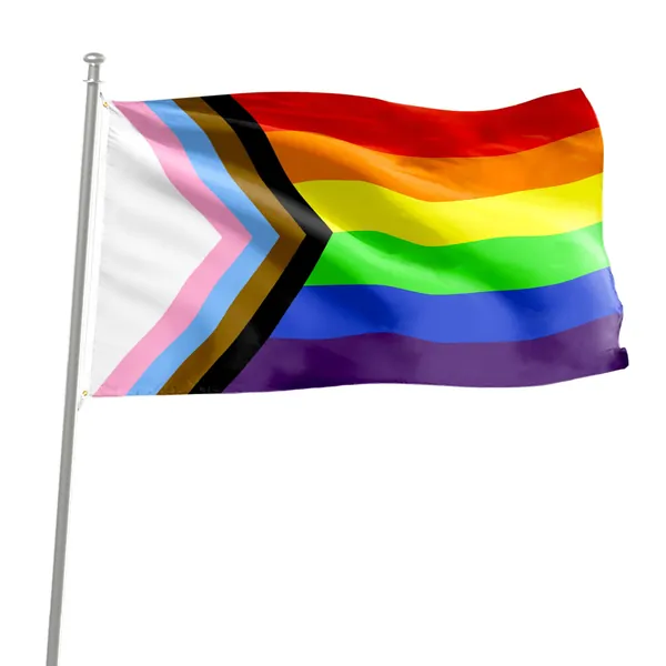 Progress Pride Rainbow Flag, Durable Gay Lesbian Transgender Bisexual LGBTQ-Flags 3x5 ft for Any Deck, Patio, Porch, or Veranda - Progress Pride Flag