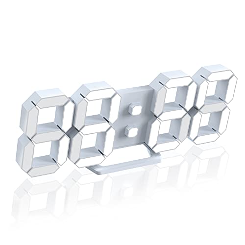 WISE TIGER 3D LED Digital Desktop Alarm Clock 9.5 Inch Wall Desk Timer Brightness Adjustable for Hotel Office Home Living Room(Not Include Power Adapter)