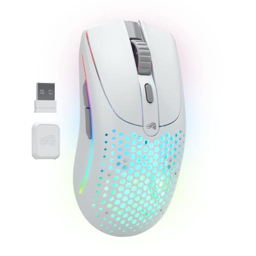 GLORIOUS Model O 2: Wireless Gaming Mouse (White) Triple Mode: 2.4GHz, Bluetooth, USB-C, 26K DPI Sensor, 210h Battery Life, 5 Programmable Buttons, Gaming Accessories for PC, Laptop, Mac, HP - Standard - Model O 2 (Ambidextrous) - White