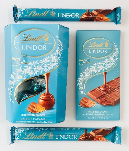 Lindt Lindor Salted Caramel Chocolate Gift Hamper - A Chocolate Gift For Every Occasion Bundled with Lindt Lindor Salted Caramel Truffles Chocolate Box 200g, Chocolate Bar 100g, and Treat Bars 38g.