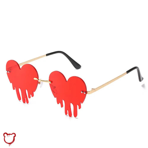 Gothic Heart Sunnies - Fashion Sunglasses / Red