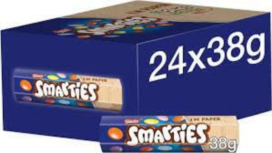 Smarties Milk Chocolate Tubes 38g x 24 - Irresistible Indulgence | Every Sweet Tooth | Your Sweet Cravings | Convenient Individual Wrapped | Perfect for Sharing