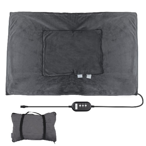 Electric Heated Blanket with 12V Car Charger Cord, Fold-able Pillow Blanket Bed Throw, 12V2A AC Adapter Fast Heating Blanket, Super Soft Micro Mink Sofa Blanket with 3 Heat Level & 3 Timer Setting