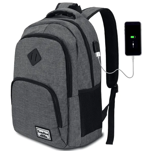 YAMTION 17.3 Zoll Laptop Rucksack Rucksack Schule Schulrazen Uni Schulrucksack Arbeit Rucksack (B6-Dunkelgrau, 17.3 Zoll)