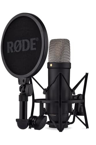 RØDE NT1 5th Generation Large-diaphragm Studio Condenser Microphone with XLR and USB Outputs, Shock Mount and Pop Filter for Music Production, Vocal Recording and Podcasting (Black) - NT1 5th Gen - Black