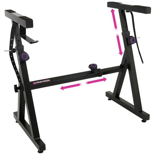 Liquid Stands Piano Keyboard Stand - Z Style Adjustable and Portable Heavy Duty Music Stand for Kids and Adults -Fits 54-88 Key Electric Pianos - Sturdy Musical Keyboard Stand (Black) - Black