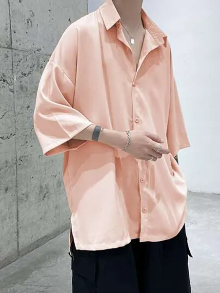 Men Split Hem Drop Shoulder Shirt