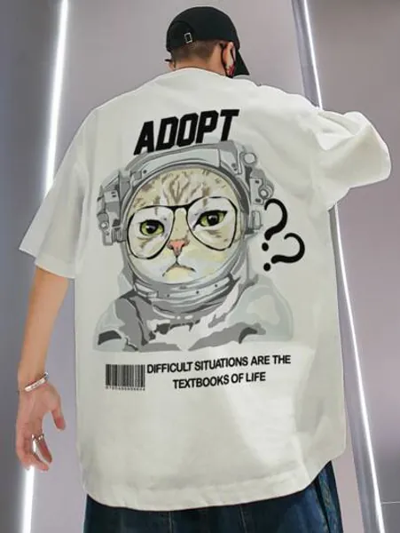 Men Cartoon & Slogan Graphic Tee