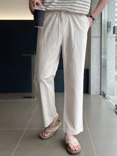 DAZY Men Solid Drawstring Waist Pants