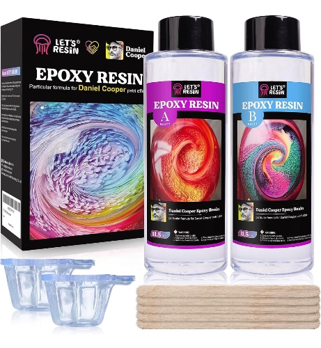 LET'S RESIN & Daniel Cooper Epoxy Resin Kit, 23oz Bubble Free Epoxy Resin, Crystal Clear Epoxy Resin for Jewelry,Art,Tumblers,Casting Resin with Resin Cup, Stir Stick