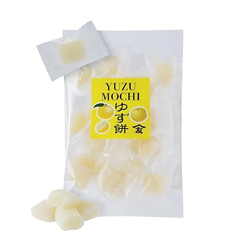 TOMOSAN Yuzu Mochi Candy, Traditional Japanese Citrus Sweets with Yuzu Paste, Soft & Chewy (300g / 10.58oz)