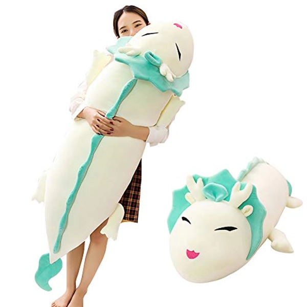 Hofun4U Giant Dragon Plush Pillow, Dragon Stuffed Animals Doll Toy, Soft Giant Dragon Pillow Home Decoration Christmas Birthday Gift for Adults Kids Girls Boys (57 Inches,White) - 57 inch - White