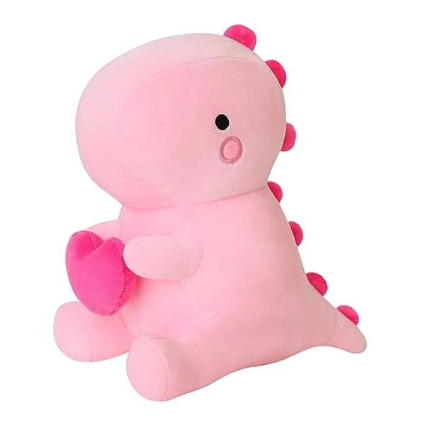 SQEQE Dinosaur Stuffed Animal, Loving Soft Dino Plush Toys with Holding Heart for Valentine Day, Sweet Romantic Anniversary Birthday Gift for Her Girls Boys Girlfriend(Pink,20 inch) - Pink Loving Dinosaur - 20 inch