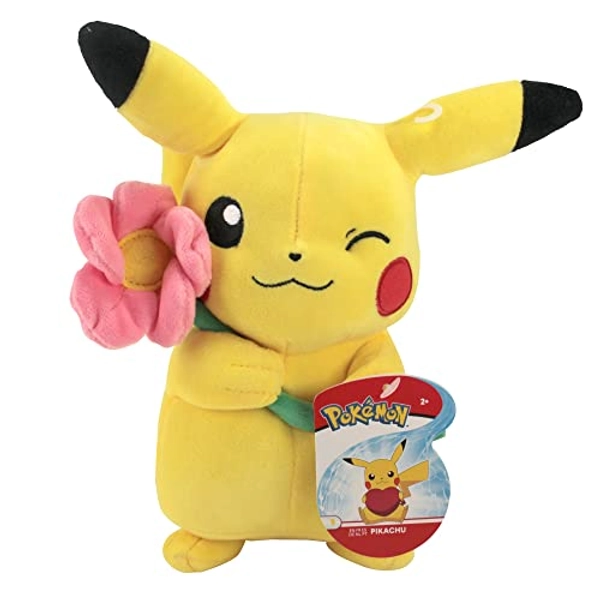 Pokémon 8" Pikachu with Flower Plush - Officially Licensed - Quality & Soft Stuffed Animal Toy - Add to Your Collection! - Valentine's Day & Easter Gift for Kids & Fans of Pokemon