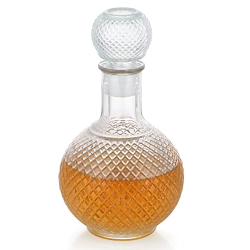 MDLUU Glass Decanter with Airtight Stopper, 1000ML/33.8OZ Liquor Decanter Bottle for Wine, Whiskey, Brandy, Vodka (Sphere) - Sphere