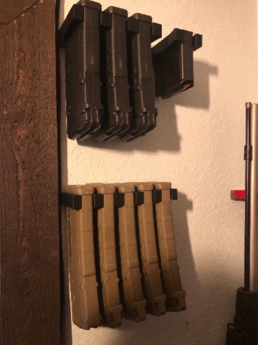 AR-15 Magazine Wall Mount Rack Holder For PMAG 5.56 AR Magazines 5 and 2 Mag Option - Black / 5 Mag