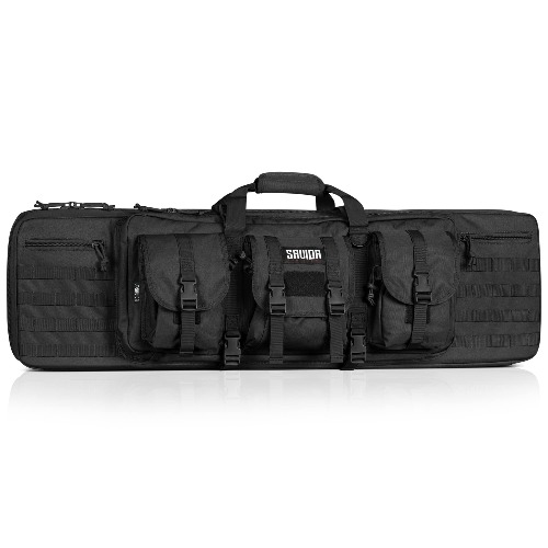 Savior Equipment American Classic Tactical Double Long Gun Bag Pistol Transportation Case w/Backpack Strap, Lockable Compartment, Available Length in 36" 42" 46" 51" 55" - Obsidian Black - 42" x 12" Double Rifle Case - Rifle Case