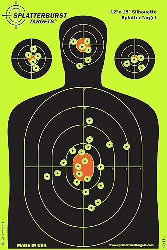 Splatterburst Targets - 12 x18 inch - Silhouette Splatter Target - Easily See Your Shots Burst Bright Fluorescent Yellow Upon Impact - Made in USA - 25 pack
