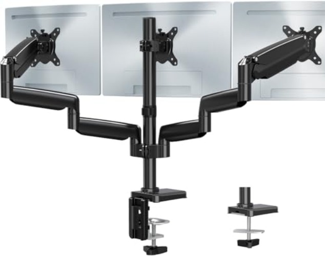 MOUNT PRO Triple Monitor Mount, 3 Monitor Desk Mount for There Screens up to 32 Inch, Full Motion Gas Spring Triple Monitor Stand, Heavy Duty Monitor Arm Hold up to 17.6lbs Each, VESA Mount, Black - Max 32" - Black