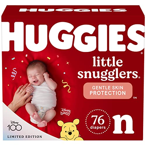 Huggies Little Snugglers Baby Diapers, Size Newborn (up to 10 lbs), 76 Ct, Newborn Diapers - Newborn - 76