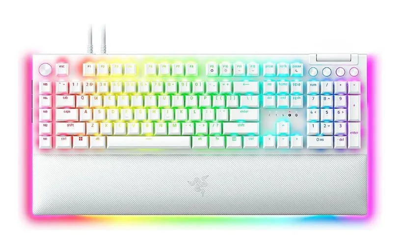 Razer - BlackWidow V4 Pro Full Size Wired Mechanical Green Switch Gaming Keyboard with Chroma RGB - White