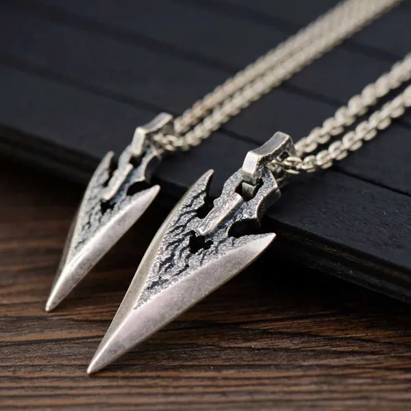 Ullr the God of the Hunt Arrow - Sterling Silver Pendant | Large Pendant