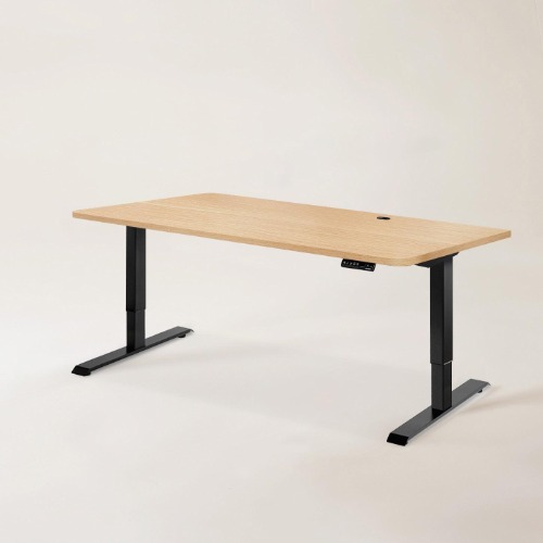 Home Office Standing Desk - Black / Oak Wood / L (71" × 29")