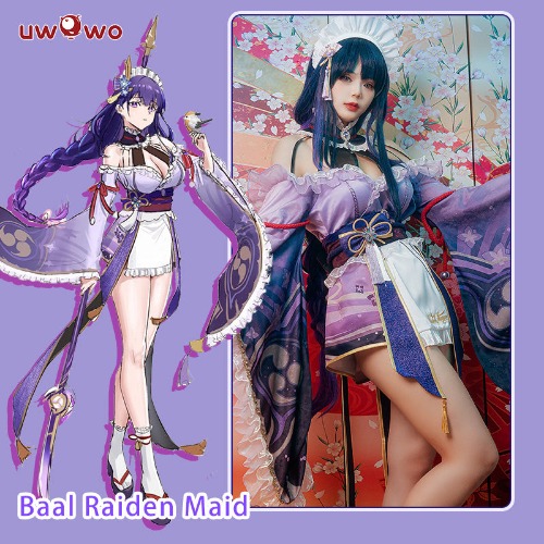 【In Stock】Exclusive Uwowo Genshin Impact Fanart Baal Raiden Shogun Maid Dress Cosplay Costume - XL