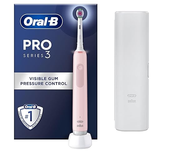 Oral-B Pro 3 Electric Toothbrush For Adults, 1 3D White Toothbrush Head & Travel Case, 3 Modes with Teeth Whitening, 2 Pin UK Plug, 3500, Pink. - 3D White Pink (+Travel Case)