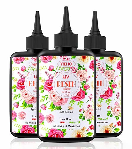 YIEHO 300g UV Resin Clear,Hard,Upgraded Crystal Clear Epoxy Resin Up Premixed UV Cure Resin for Craft Jewelry Making - 300g