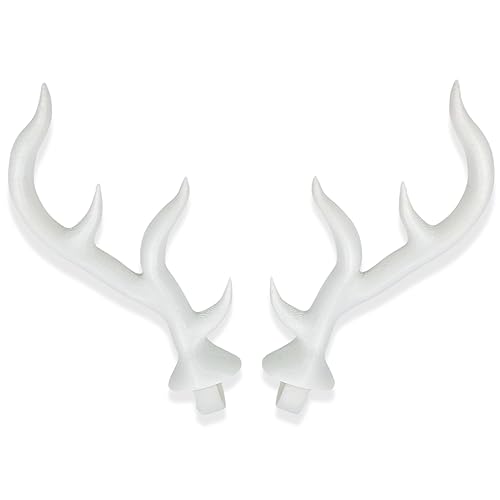 BeamTeam3D Antler Horns for Headphones, Fantasy Horns in Various Colors with Self Fastener - Cosplay Antlers Ears for Gamers and Streamers (Set of 2) (White) - White