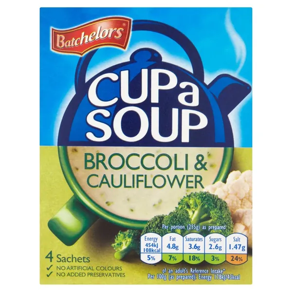 Batchelors Cup a Soup Creamy Broccoli & Cauliflower (4 per pack - 101g)