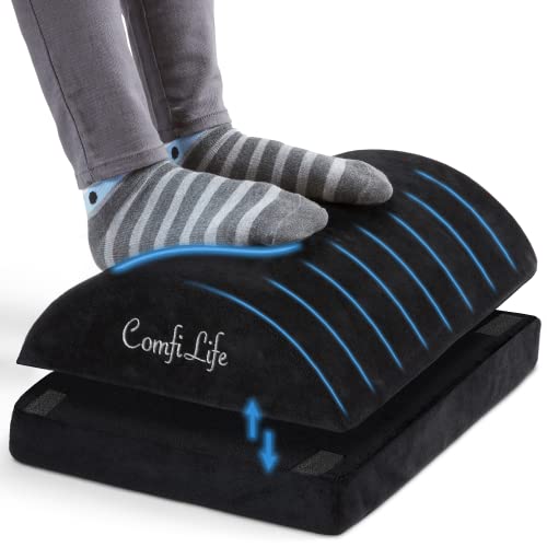 ComfiLife Foot Rest for Under Desk at Work – Adjustable Memory Foam Foot Stool Under Desk for Office Chair & Gaming Chair – Ergonomic Footrest Design for Back & Hip Pain Relief (Black) - Black