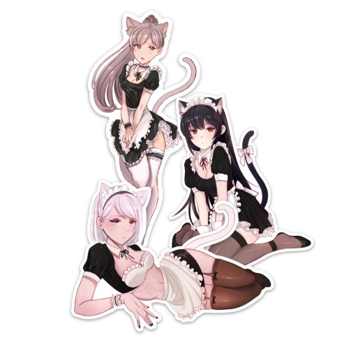 Neko Cat Maids Stickers 3 Pack