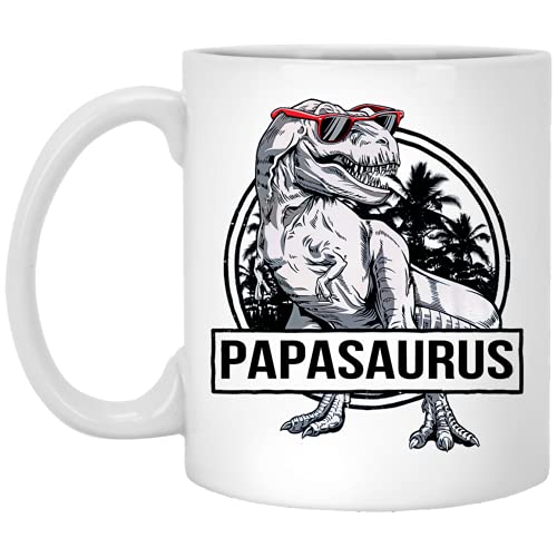 Papasaurus T-Rex Papa Saurus Dinosaur Dad Daddy Family Matching Cup For Mother's DayFather's Day - Family Coffee Mug 11oz, White - 11oz