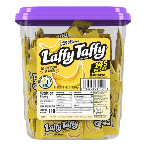 Laffy Taffy Candy Jar, Banana, 145 Count - Banana 145 Count (Pack of 1)