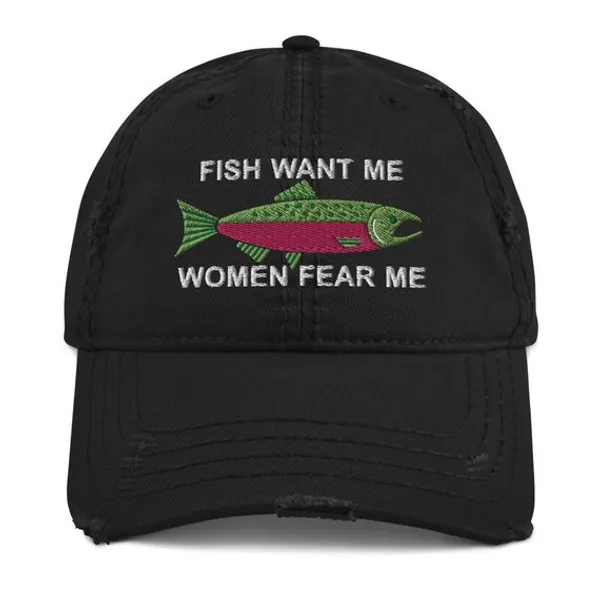 Fish Want Me Women Fear Me  Hat  Embroidered Fishing Cap W/ | Etsy