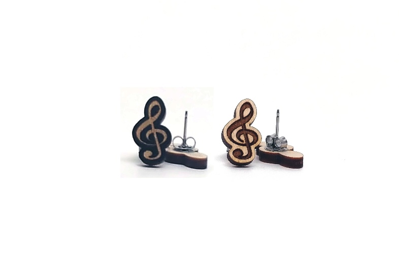 Treble Clef Earrings - Black / Surgical Steel