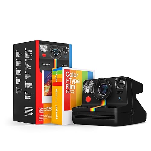 Polaroid Now+ Generation 2 - Camera + Film Bundle (16 Photos Included) - Black - Bluetooth Connected App Controlled Instant Film Camera-6250 - Camera + Film - Black