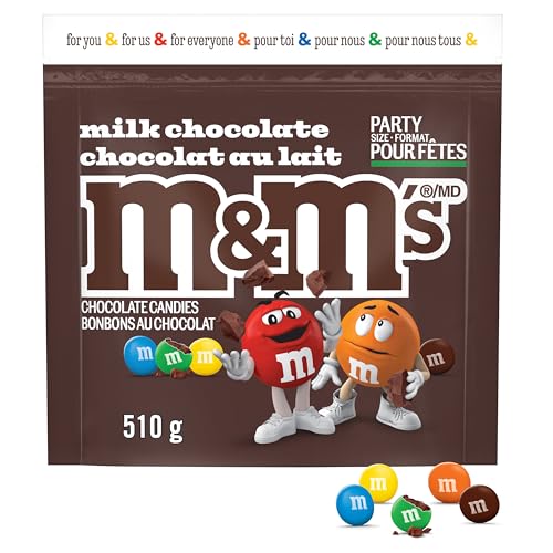 M&M'S, Milk Chocolate Candies, Party Size Bag, 510g - Milk - 510g