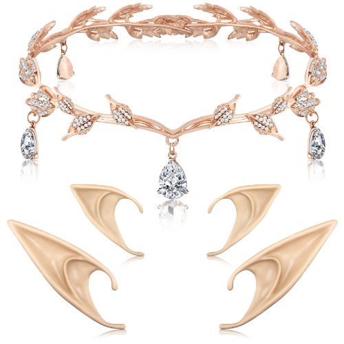 Fairy/Elf Ears & Headpiece (Rose Gold)